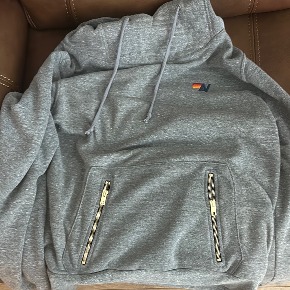 Aviator nation Gray Hoodie with Zipper Pockets Ninga